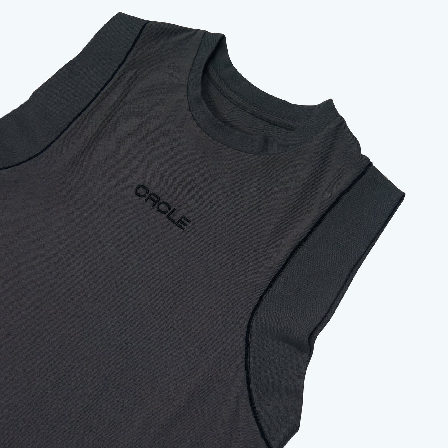 CRCLE SLEEVELESS TEE - SEA STONE GRAY