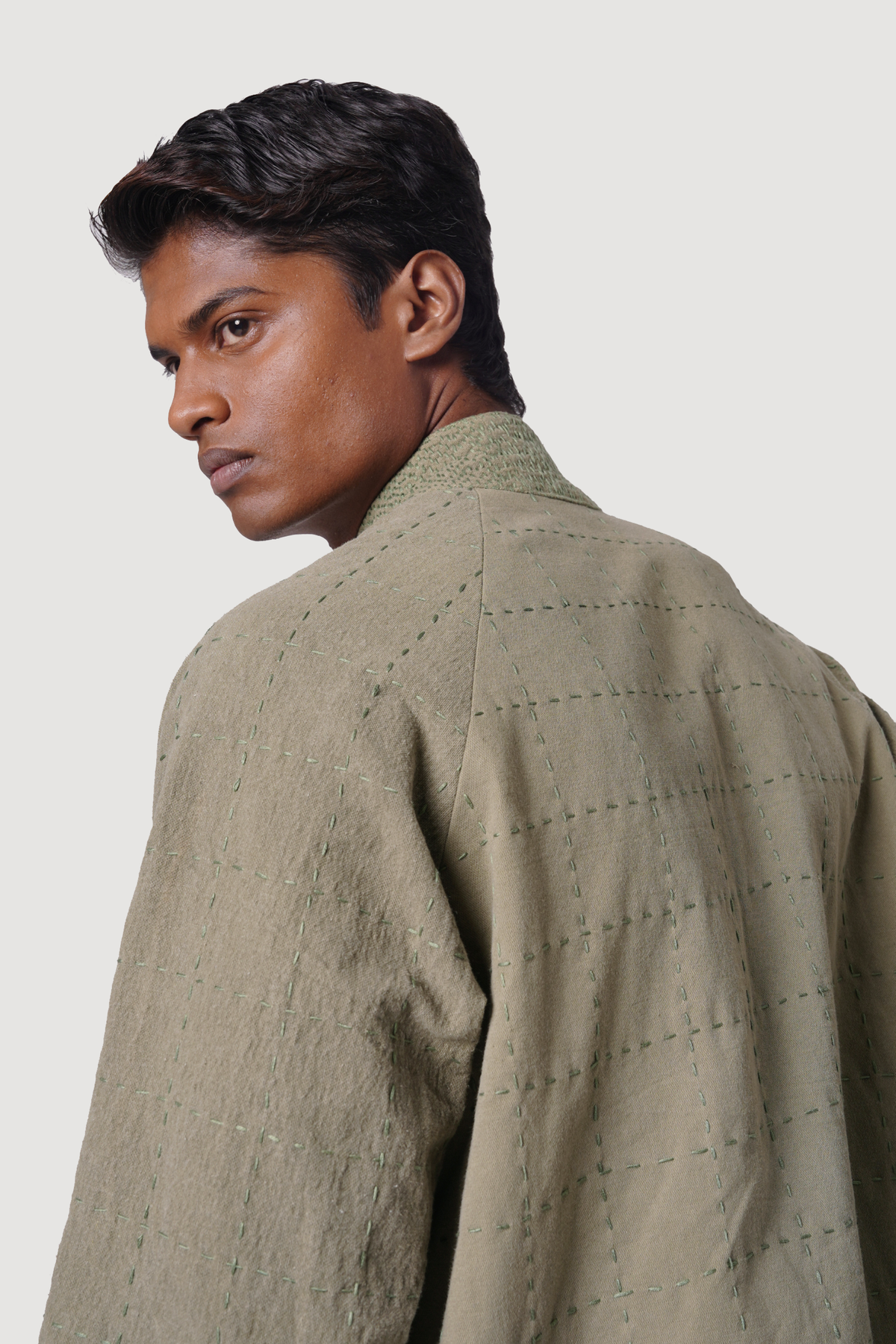 GRID KANTHA JACKET