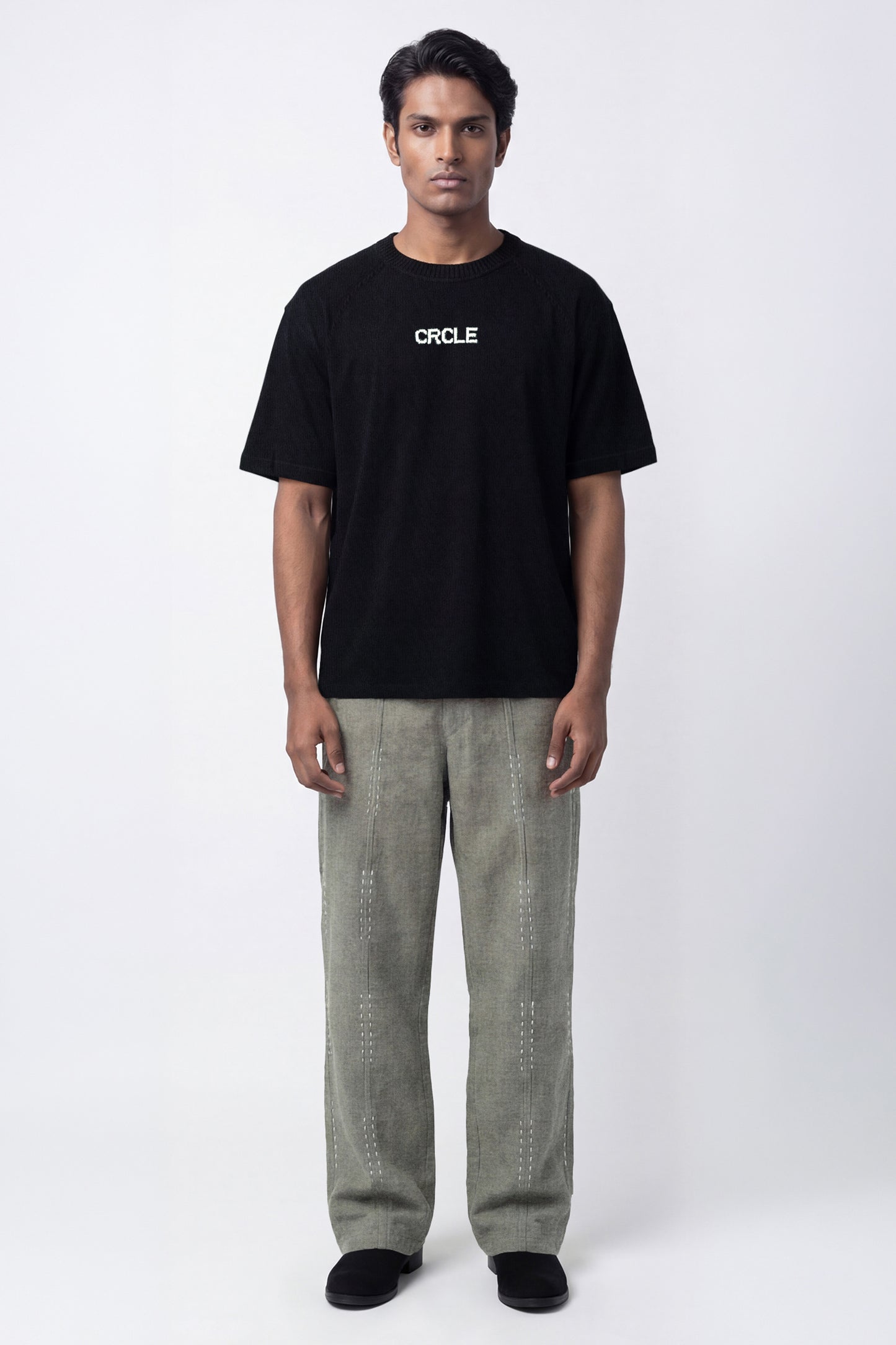 BROKEN PINSTRIPE EMBROIDERED PANT