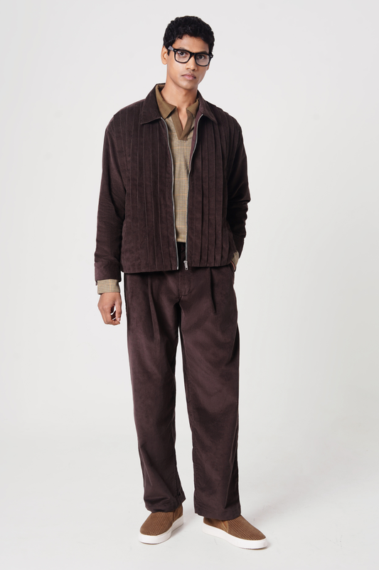 PLEATED JACKET (BROWN)