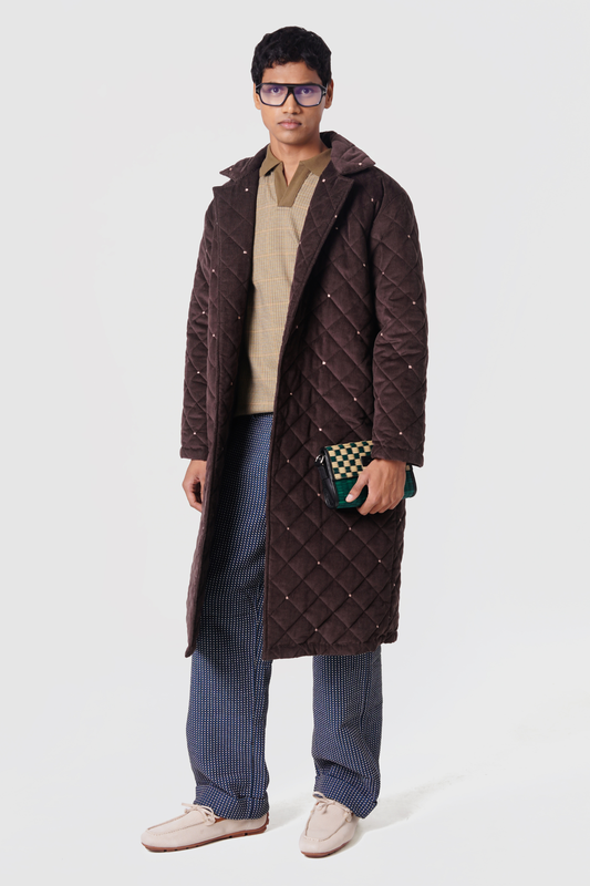 QUILTED COAT (BROWN)