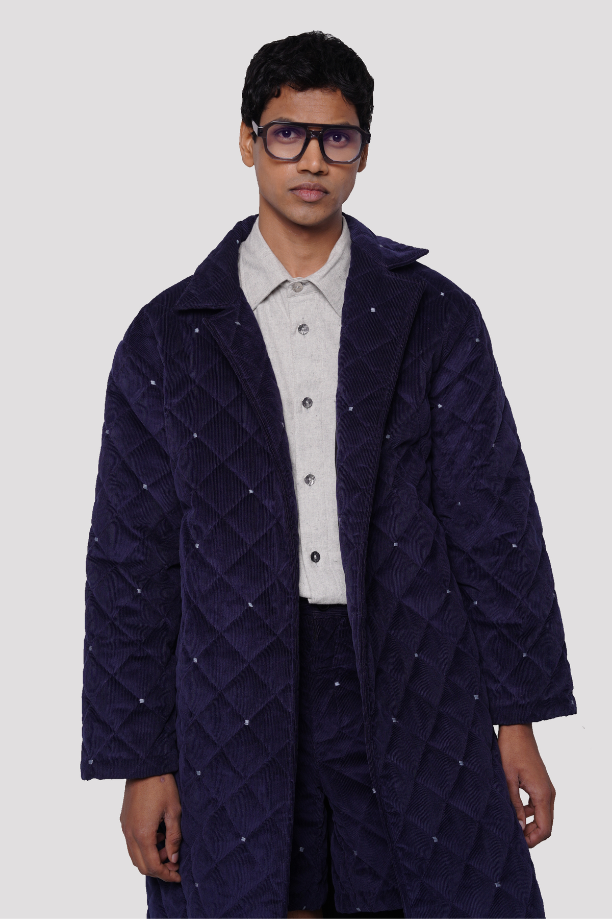 QUILTED COAT (BLUE)