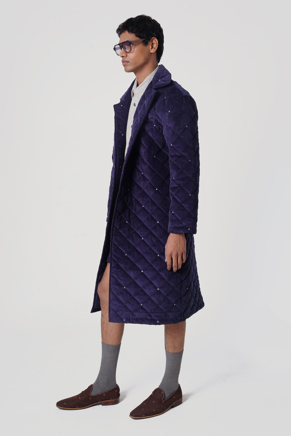 QUILTED COAT (BLUE)