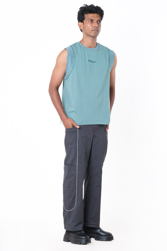 CRCLE SLEEVELESS TEE - SEA FOAM GREEN