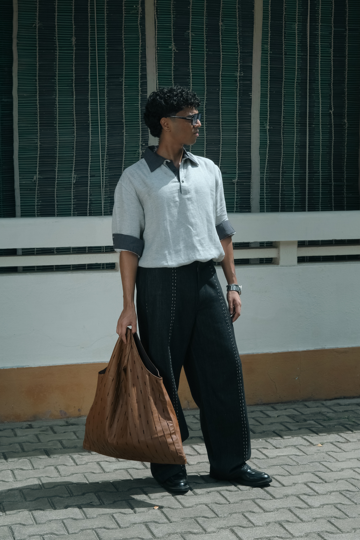PARALLEL EMBROIDERED VEST BAG