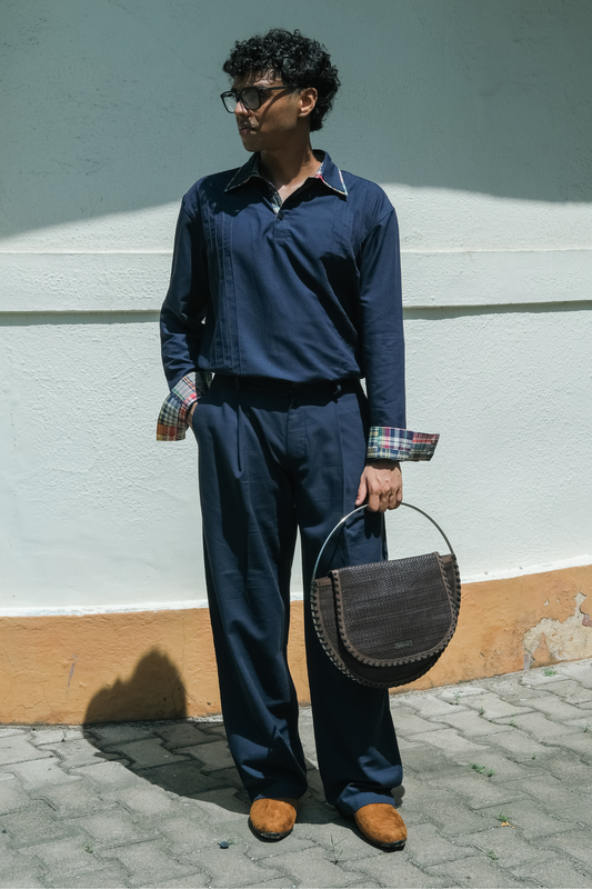 MADRAS POLO SHIRT (NAVY)
