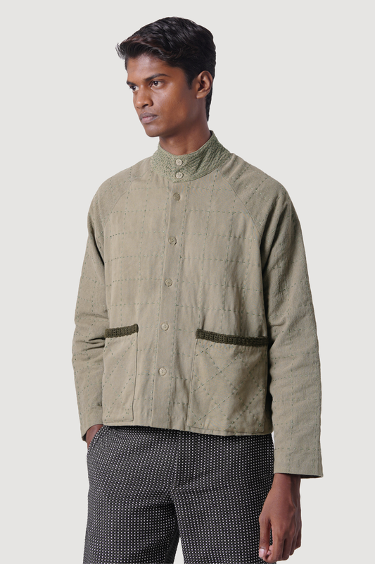 GRID KANTHA JACKET