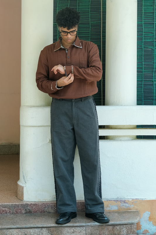 MADRAS POLO SHIRT (BROWN)
