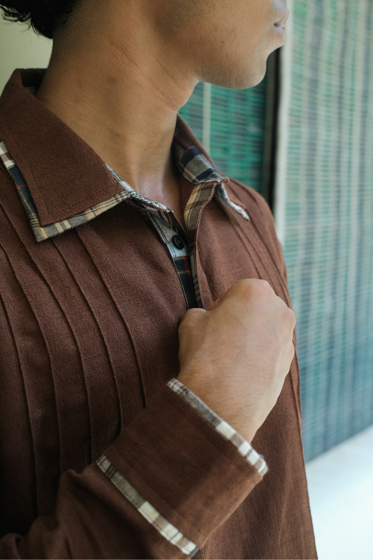 MADRAS POLO SHIRT (BROWN)