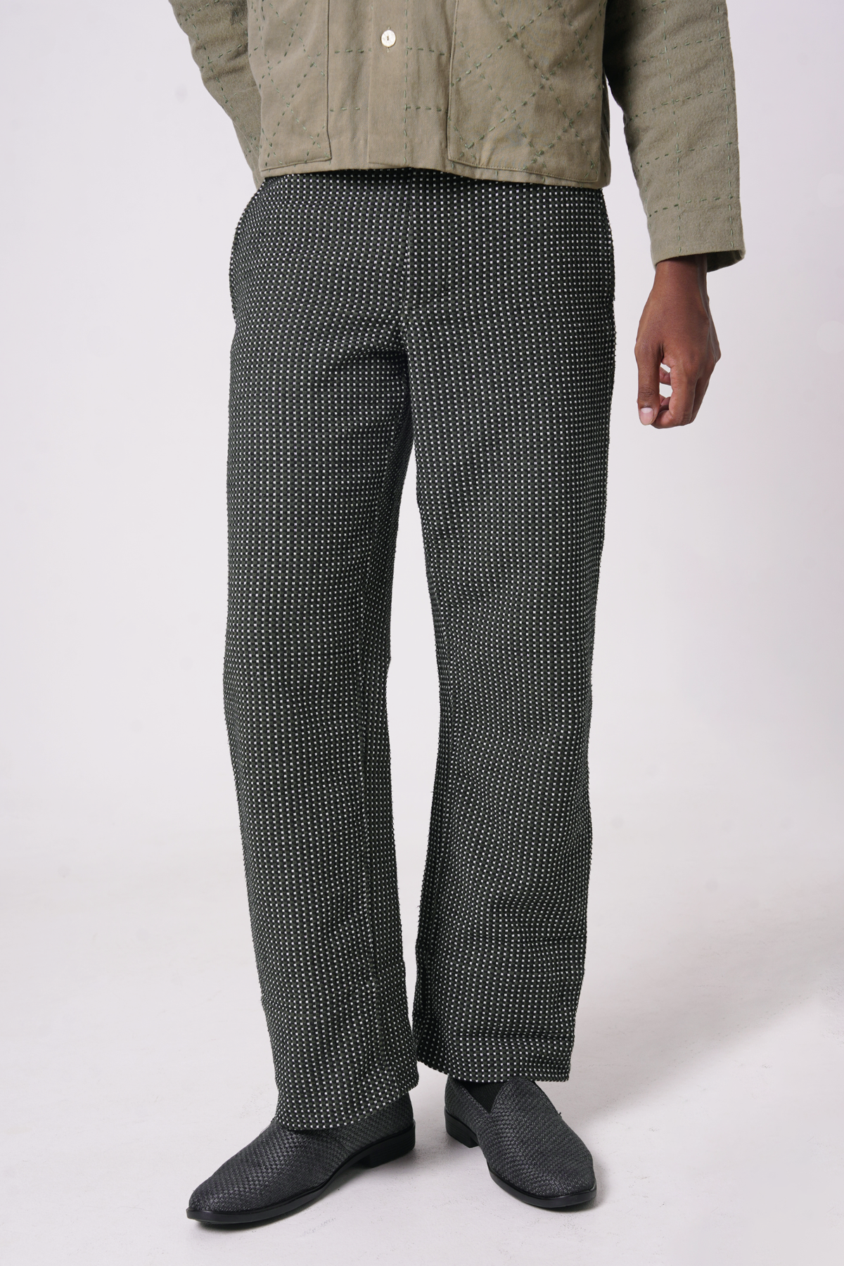MICRO CHECK PANT (OLIVE)