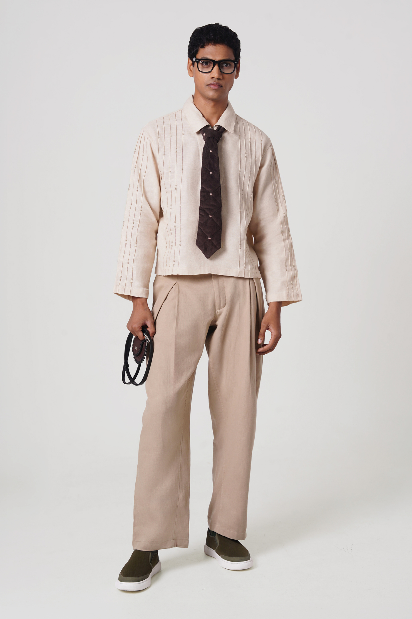 QUILTED TIE (BROWN)